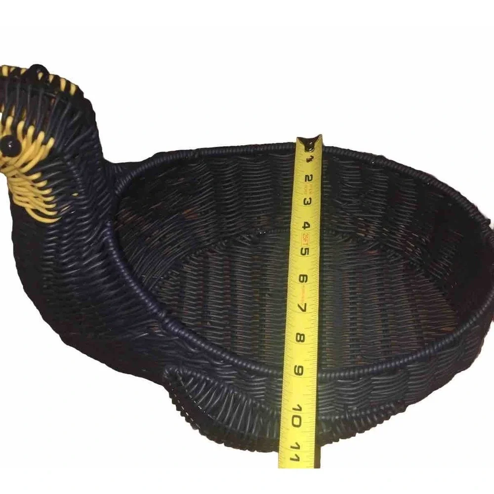 Handcrafted Woven Toucan ?‎ Bird Figurine Basket Red Beak Green Wings Vintage